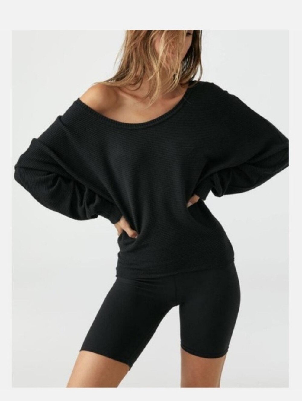 JOAH BROWN SLOUCHY DOLMAN SLEEVE TOP IN BLACK